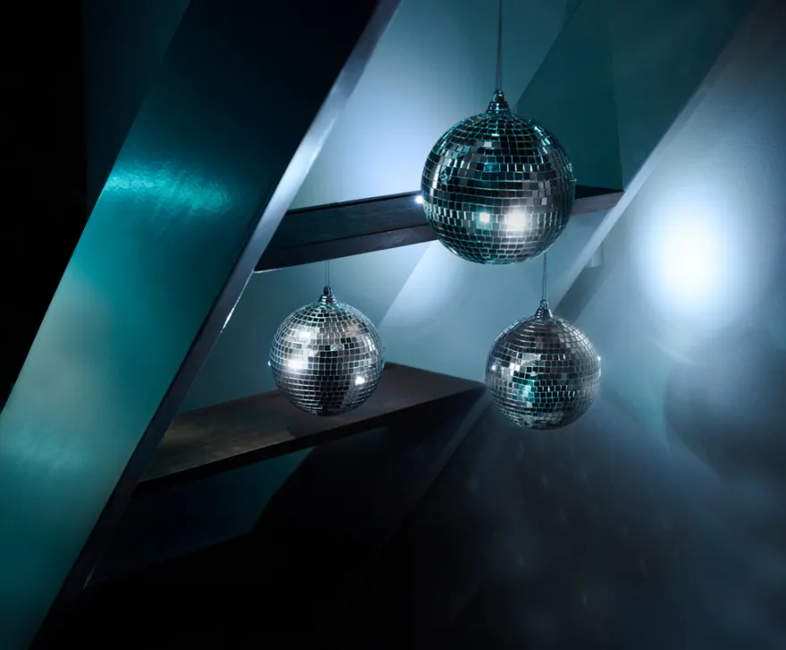 Discokule 3 x 6 LED hvitt lys Ø10 cm 3-pk.