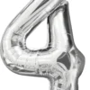 Folieballong nummer 4 H60 cm sølv