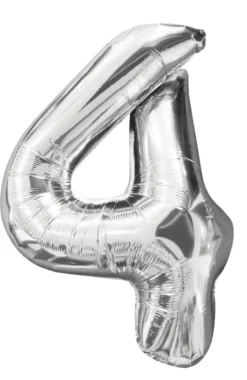 Folieballong nummer 4 H60 cm sølv