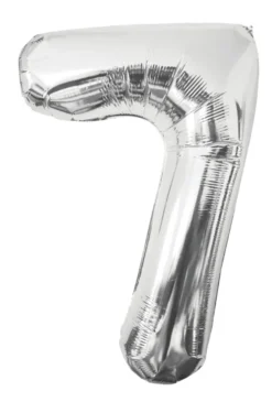 Folieballong nummer 7 H60 cm sølv