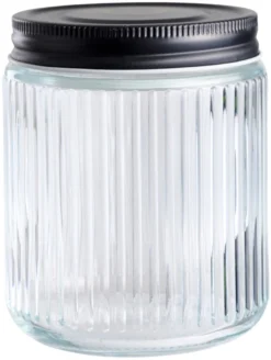 Glasskrukke riflet m/skrulokk 0,5 liter - DAY