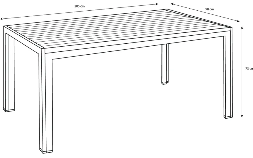 Hagebord Havanna 205 x 90 cm i alu/nonwood - Sunlife®