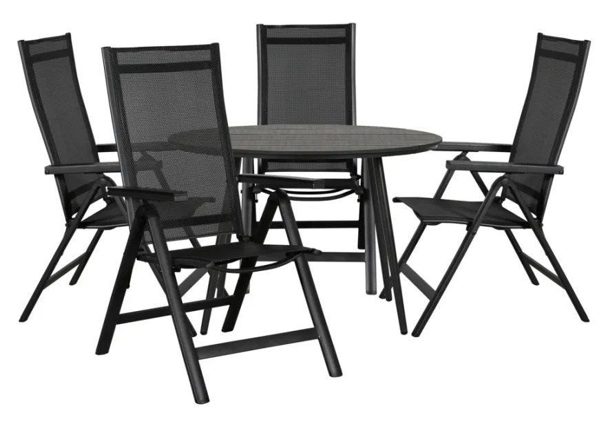 Hagebord Madrid svart Ø110 cm - Sunlife®