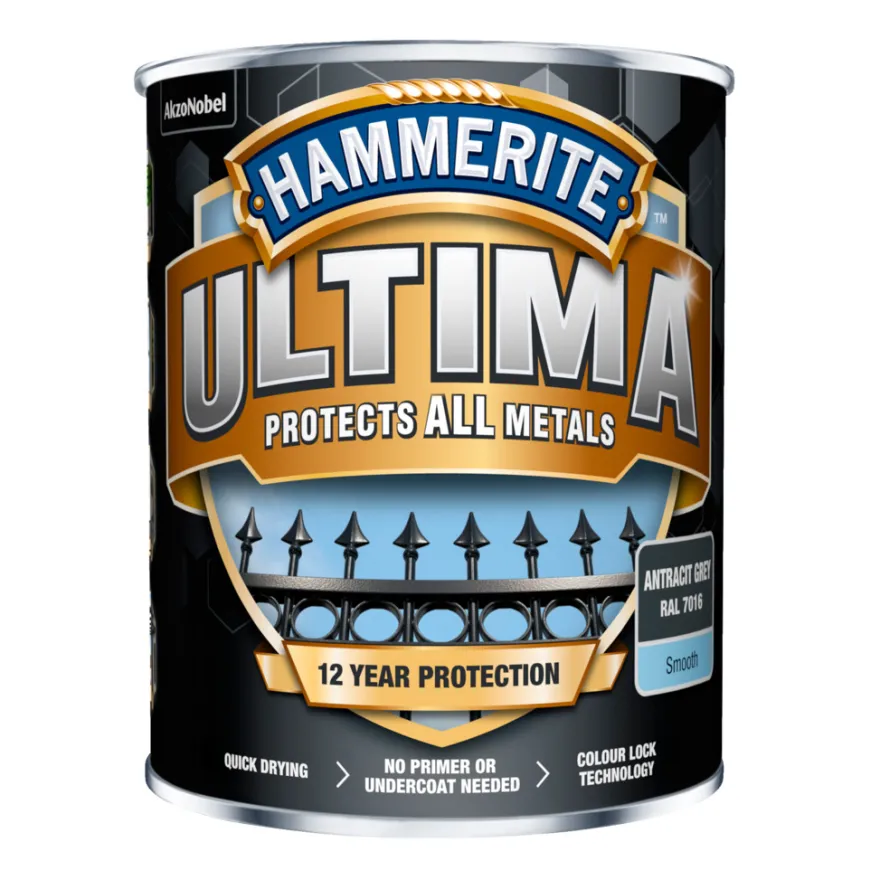Hammerite Ultima grå metallmaling 750 ml