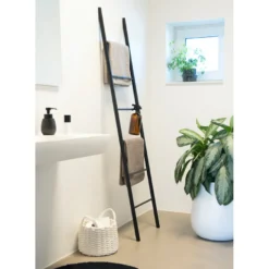 Håndkleholder bambus svart 180 x 45 cm