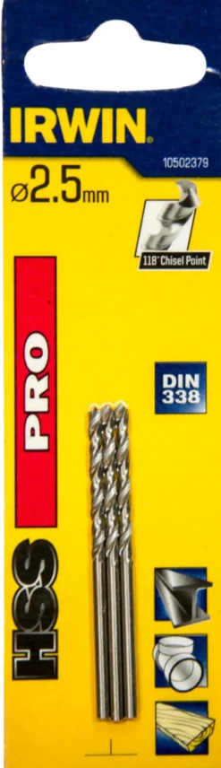 Irwin HSS Pro bor 2,5 mm 3 stk.