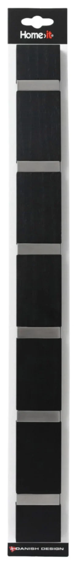 Knaggrekke flex svart eik 6 knagger 60 cm