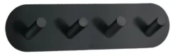 Kroklist m/4 kroker selvklebende - matt svart