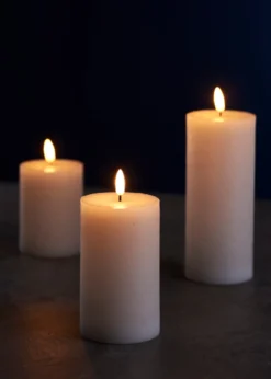 Kubbelys med 3D LED-flamme H10 cm