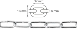 Langlenket kjetting 4 mm x 2 meter