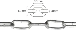 Langlenket kjetting 3 mm x 5 meter