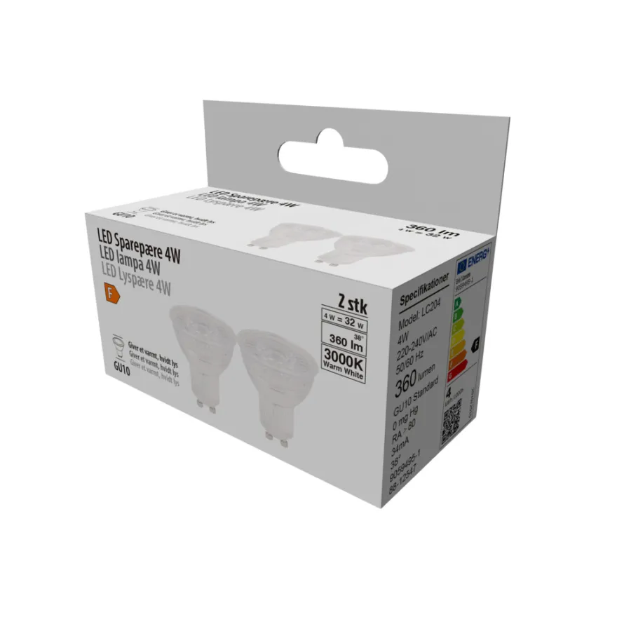 LED-spotpære 4 W GU10 - 2-pk.