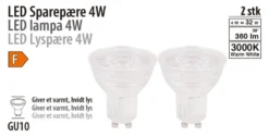 LED-spotpære 4 W GU10 - 2-pk.