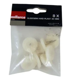 Møbelknotter Ø30 mm hvit plast 8 stk.