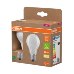 Osram LED matt standardpære E27 3,8 W 2-pk.