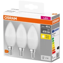 Osram LED mignon E14 4,9 W 3-pk.