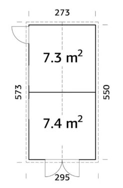 Palmako redskapsbod Aksel 4 - 14,7 m² 273 x 550 cm