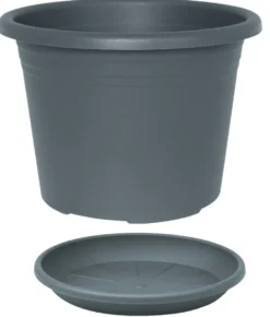 Potte Cylindro plast grå Ø35 cm