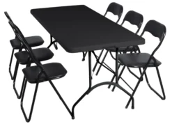 Sammenleggbart bord metall/plast 180 x 75 cm svart