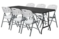Sammenleggbart bord metall/plast 180 x 75 cm svart