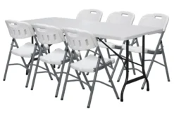 Sammenleggbart bord stål/plast 180 x 75 cm hvit