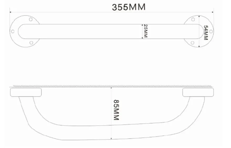 Støttehåndtak 30 cm krom
