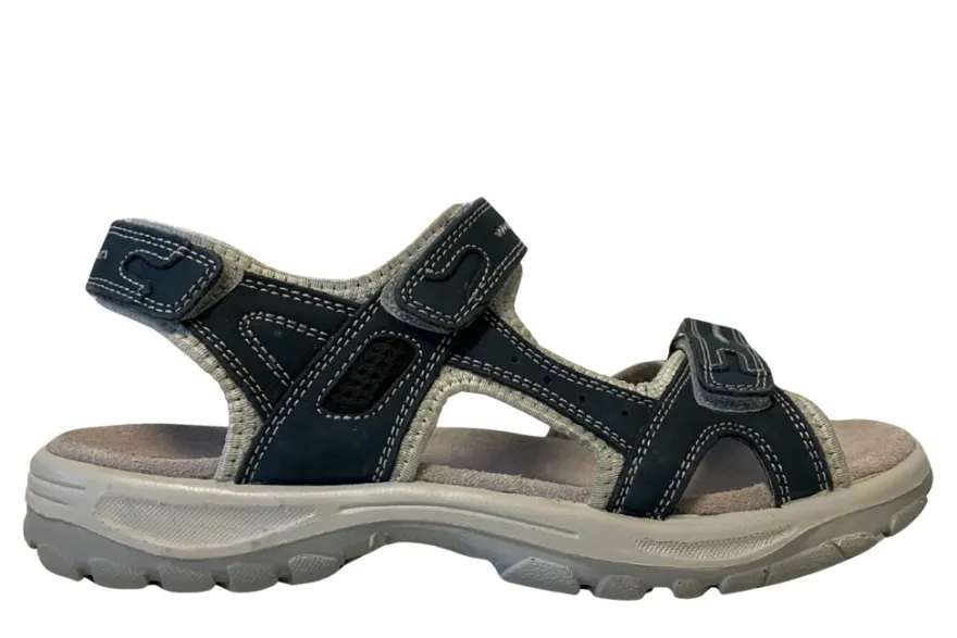 Trekkingsandaler dame i denimfarget skinn str. 41