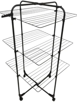 Tørkestativ m/hjul svart 70 x 70 x 133 cm