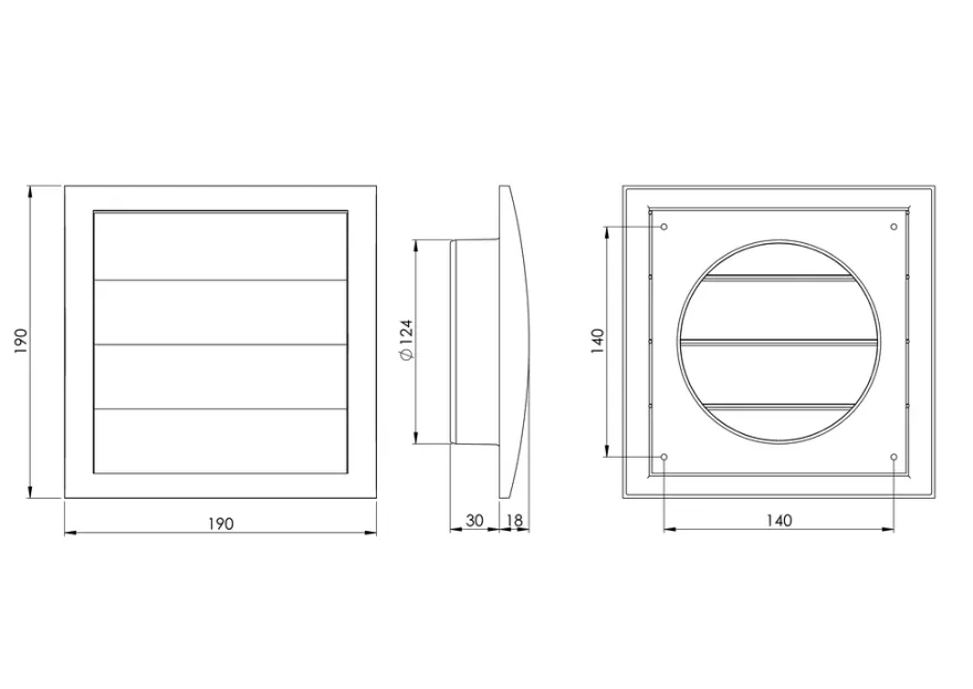 Ventilajsonsrist Ø124 mm selvlukkende